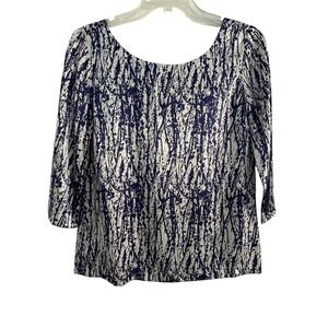 Joie Silk Abstract Print 3/4 Sleeve Bow Back Top XS‎